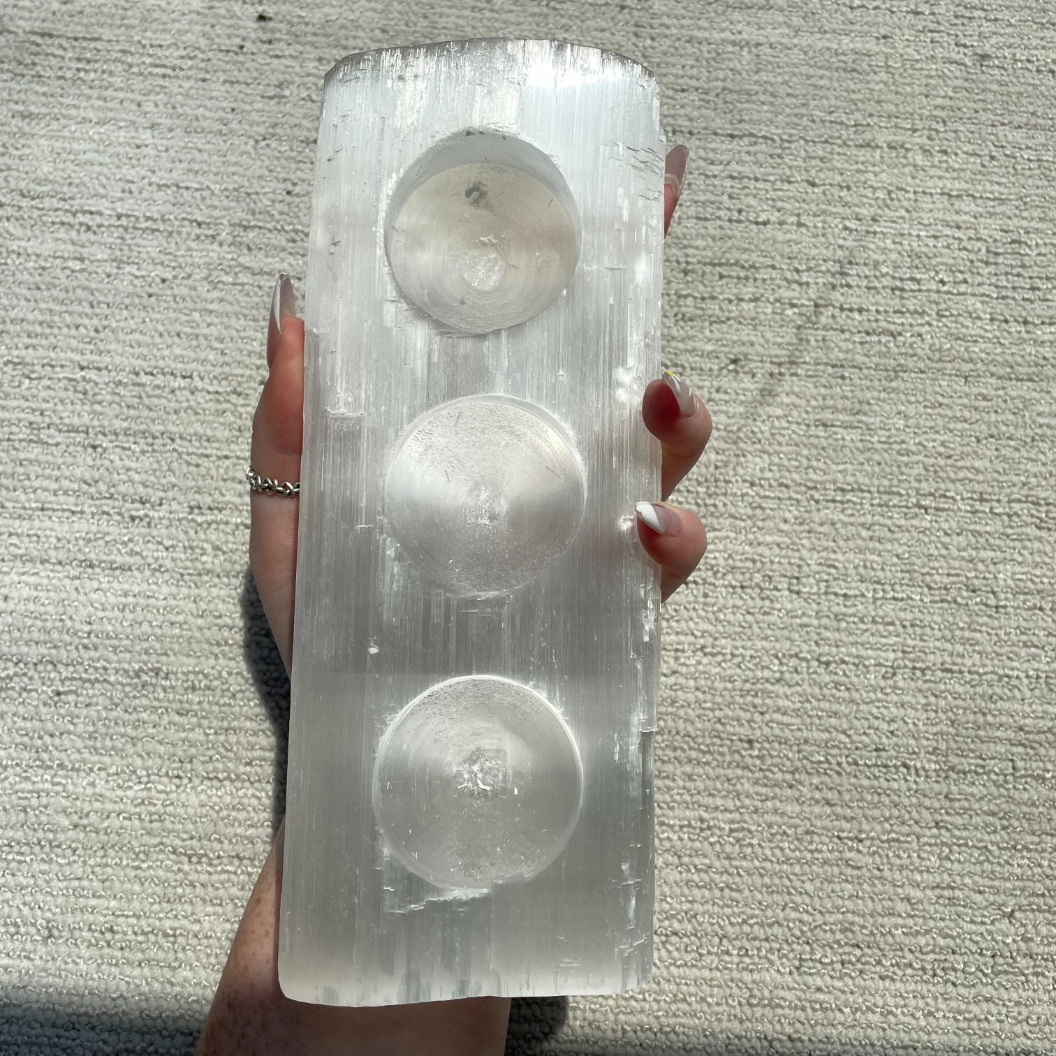 Selenite Log - Three Hole Selenite Log - Three Hole